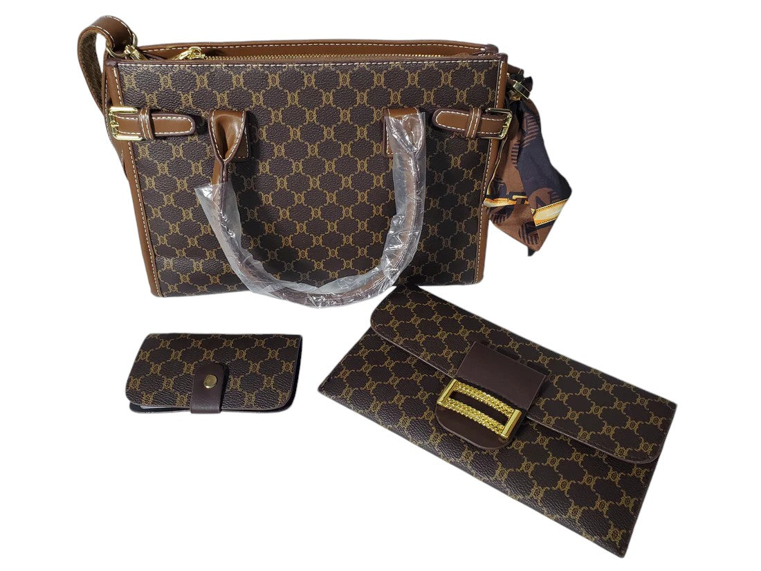 3 Piece Purse Set Brown