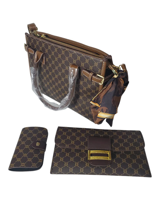 3 Piece Purse Set Brown